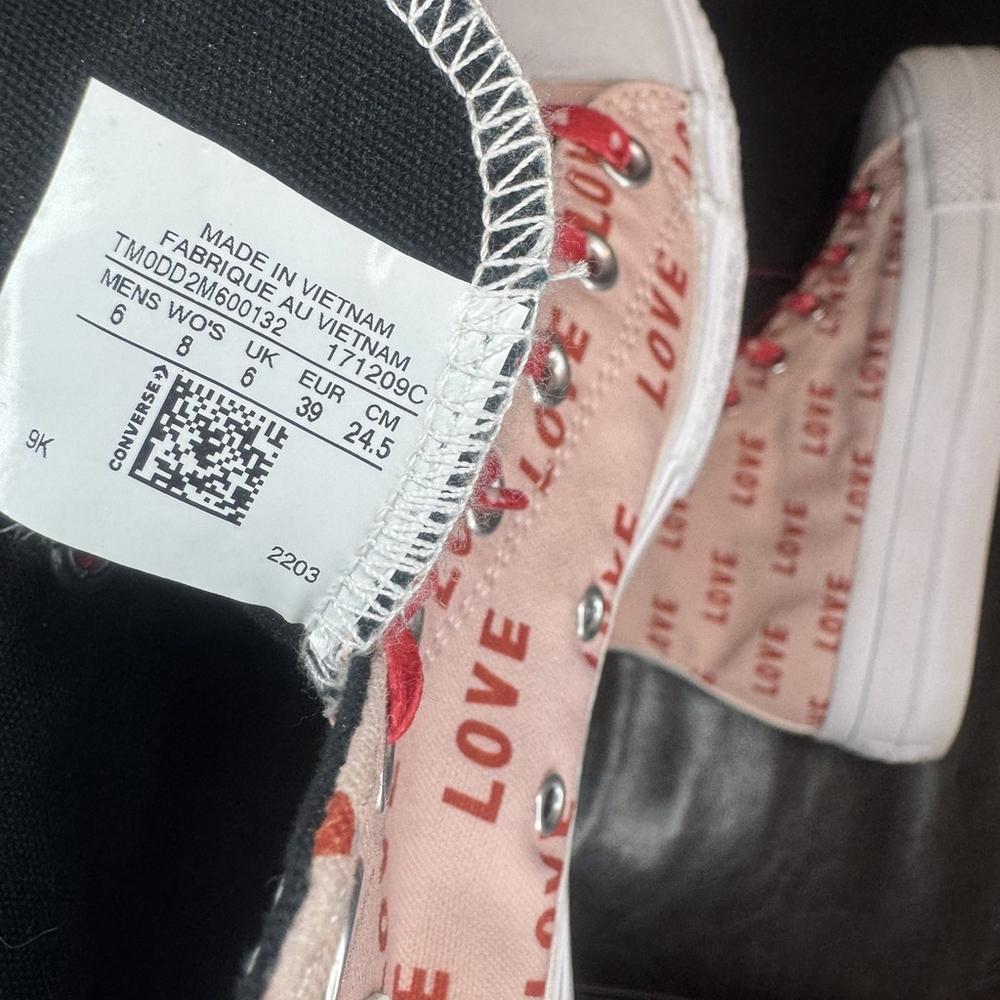 Converse Chuck Taylor All Star Platform Sneakers Size:8 High-top “Love”Pink EUC - Picture 8 of 11